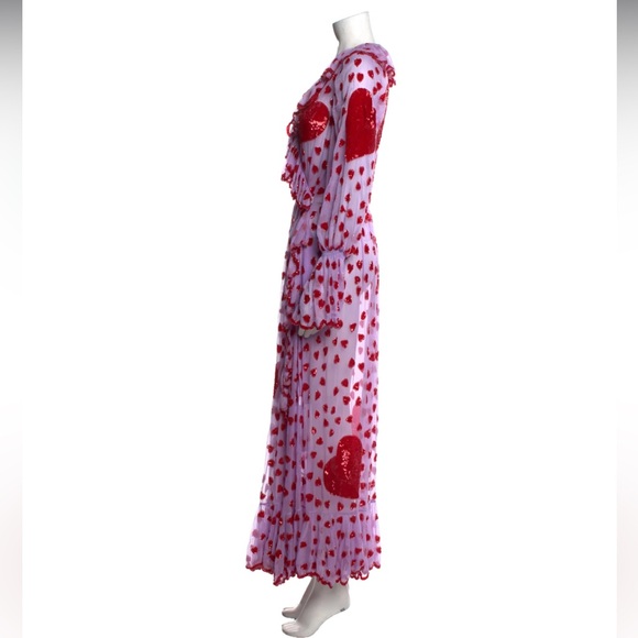 NWOT $2,250 Ashish Valentine Heart embroidered Sequin Organza Wrap Dress in Pink - Picture 6 of 14